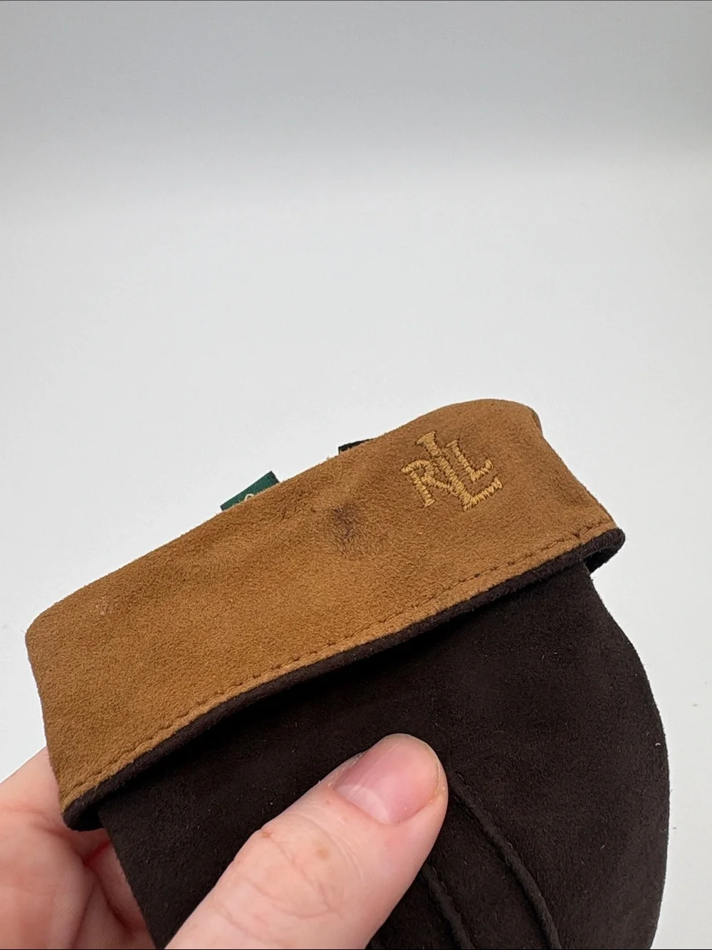 Ralph Lauren Leather Gloves Brown Tan Cuff RL Size Small Driving Gloves Fashion